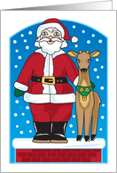 santa and reindeer, Merry Christmas card