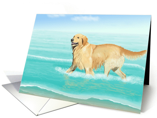 Fun in the Sun--Golden Retriever at the Beach Blank Note card