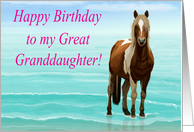 Chincoteague Pony on the Beach--Happy Birthday Great Granddaughter card