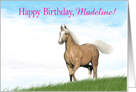 Cloud Palomino Custom Name Birthday Card