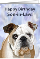 English Bulldog Puppy Birthday Card for Son-in-Law card