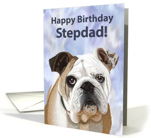 English Bulldog Puppy Birthday Card for Stepdad card (1513696)