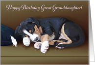 Naughty Puppy Sleeping--Birthday for Great Granddaughter card