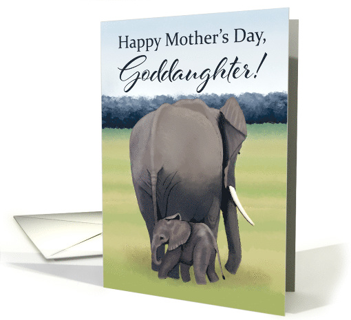 Mother and Baby Elephant--Mother's Day for Goddaughter card (1515654)