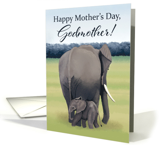 Mother and Baby Elephant--Mother's Day for Godmother card (1515656)