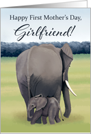 Mother and Baby Elephant--First Mother’s Day for Girlfriend card
