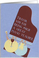 Thank You Piano Teacher - Vintage Poster of Two Girls Playing Piano card