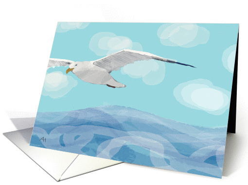 Seagull Over Ocean Sympathy card (1002533)