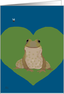 Hoppy Birthday, Cute Frog on Heart Lily Pad card