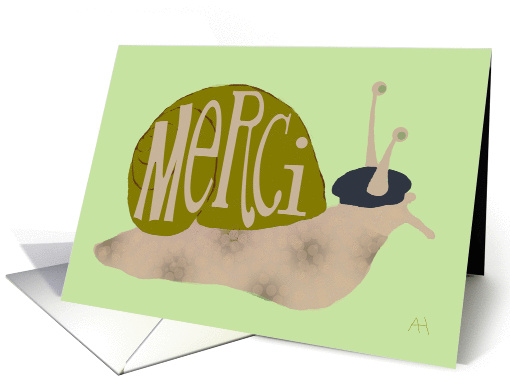 Thank You Card - Merci, French Snail with a Beret card (1031697)