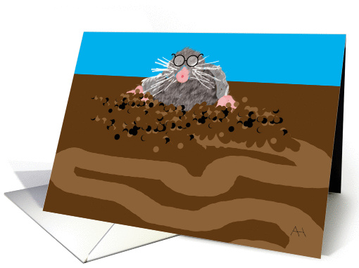 Mole with Glasses and Dirt Tunnel Blank Note card (1043219)