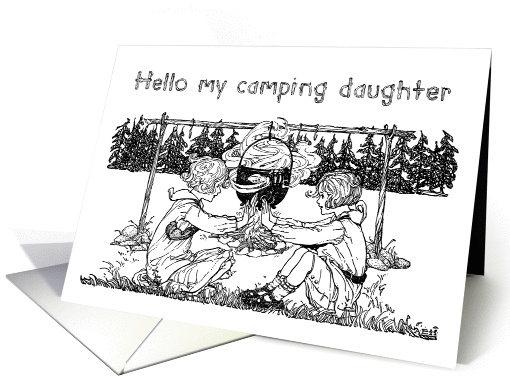 Vintage Girls Playing by Campfire Letter from Home to... (1062991)