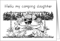 Vintage Girls Playing by Campfire Letter from Home to Daughter at Camp card