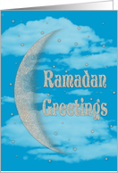 Crescent Moon, Stars, Clouds, Night Sky - Ramadan Greetings Card