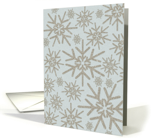Glitter-Effect Silver Snowflakes, Retro Happy Holiday card (1099092)
