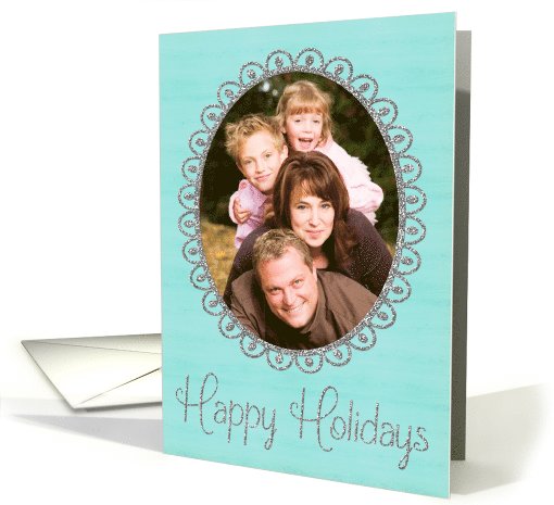 Simple Silver Glitter-Effect Photo Frame on Turquoise... (1102562)