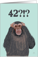Chimpanzee Hear No Evil - Shocked by Age 42, Birthday Card