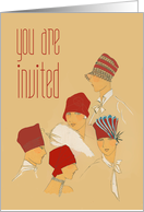 Ladies in Red Hats, Red Hat Ladies Vintage Retro Party Invitation card