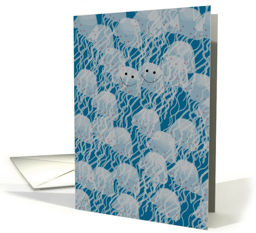 Jellyfish Swimming, Smiling Faces, Engagement Congratulations card
