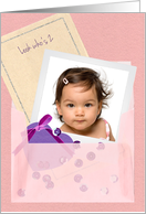 Custom Photo Vellum Envelope, Girl Age 2 Birthday Party Invitation card