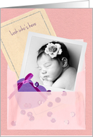 Custom Photo Vellum Envelope, Baby Girl Naming Ceremony Invitation card