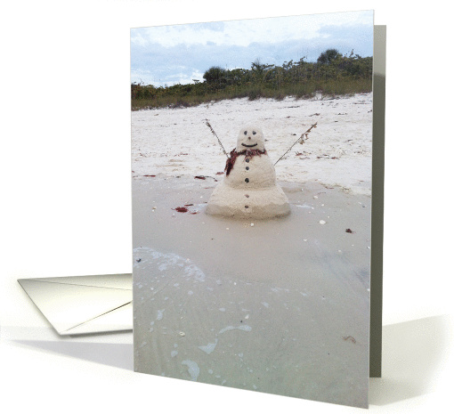Sand Snowman on the Beach, Blank Note card (1210682)