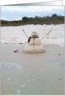 Sand Snowman on the Beach, Blank Note Card