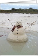 Sand Snowman on the Beach Close Up, Blank Note Card