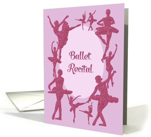 Ballet Recital/Performance Invitation, Glitter-Effect Ballerinas card
