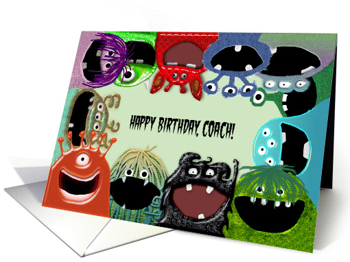 Cute Monster - Happy Birthday Coach from Team card (1230018)