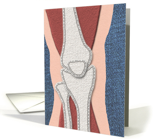 Knee Surgery Get Well Card - Fabric Collage Knee card (1250940)