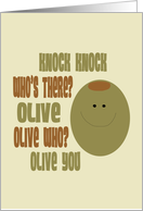 Olive You Knock Knock Joke Card
