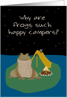 Happy Camper Frog Humor, Letter from Home to Camp card