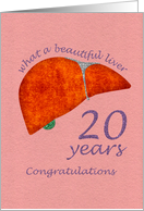 Liver Transplant - 20 Year Anniversary Congratulations Card