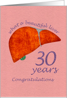 Liver Transplant - 30 Year Anniversary Congratulations Card