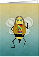 Hippie Bee Day, Happy Birthday Card