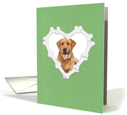 Custom Photo Dog Birthday Party, Heart Shaped Frame of Bones card