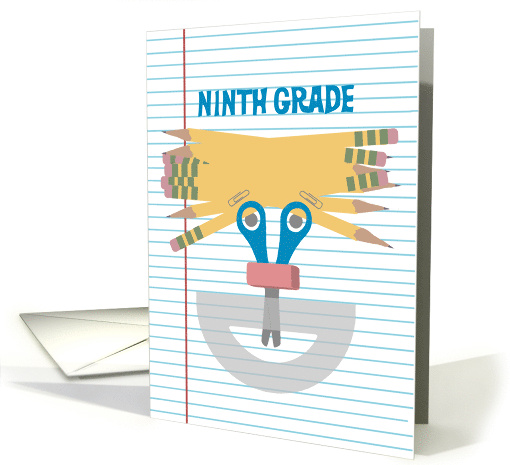 Back to School Ninth Grade School Supply Happy Face card (1388870)