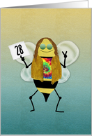 Hippie Bee Day, Happy 28th Birthday Card