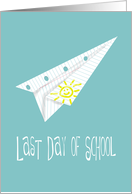 Paper Airplane with Sunshine doodle, Last Day of School card
