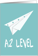 Good Luck on Taking the A2 Level Exam, Paper Airplane Flying card