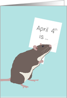 Birthday on World Rat Day, April 4th card