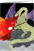 For Camper From Home, Fire Breathing Dragon Roasting a Marshmallow card