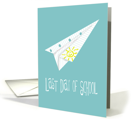Last Day of School Party Invitation, Paper Airplane with Sunshine card