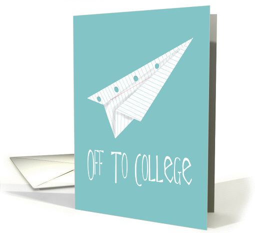 Off to College Party Invitation, Paper Airplane card (1437066)