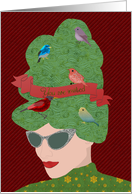 Birds on Beehive Hair Christmas Dinner Party Invitation card