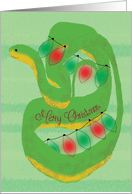 Retro Style Snake Merry Christmas card
