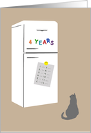 4 Year Anniversary of 12 Step Recovery Shown in Retro Fridge Magnets card