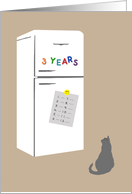 3 Year Anniversary of 12 Step Recovery Shown in Retro Fridge Magnets card