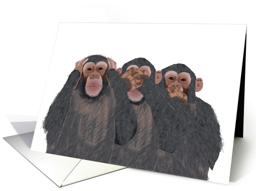 Birthday Card for Triplets Featuring 3 Wise Monkeys card (1457222)
